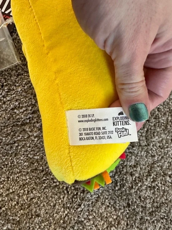 Exploding Kittens Taco Cat 7" Plush Stuffed Animal Yellow Anthropomorphic - Picture 8 of 8